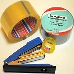 Klebefilm, Packband u. Tacker