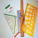 Zeichnenmaterial u. Schablonen
